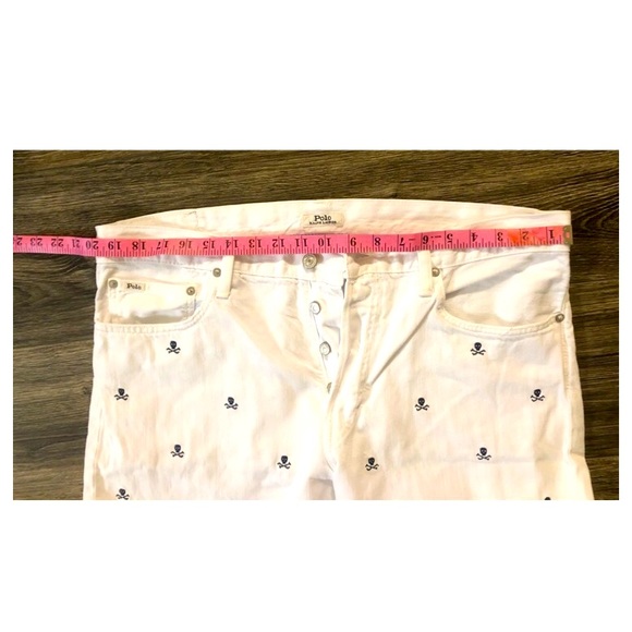 NWOT PRL Skull Crossbones Button Jeans V Slim Straight Size 36X32. - Picture 7 of 7